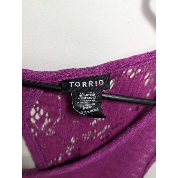 Torrid Purple Lace Back Tank Top Polyester Spandex Sleeveless Size 1 - Picture 5 of 8